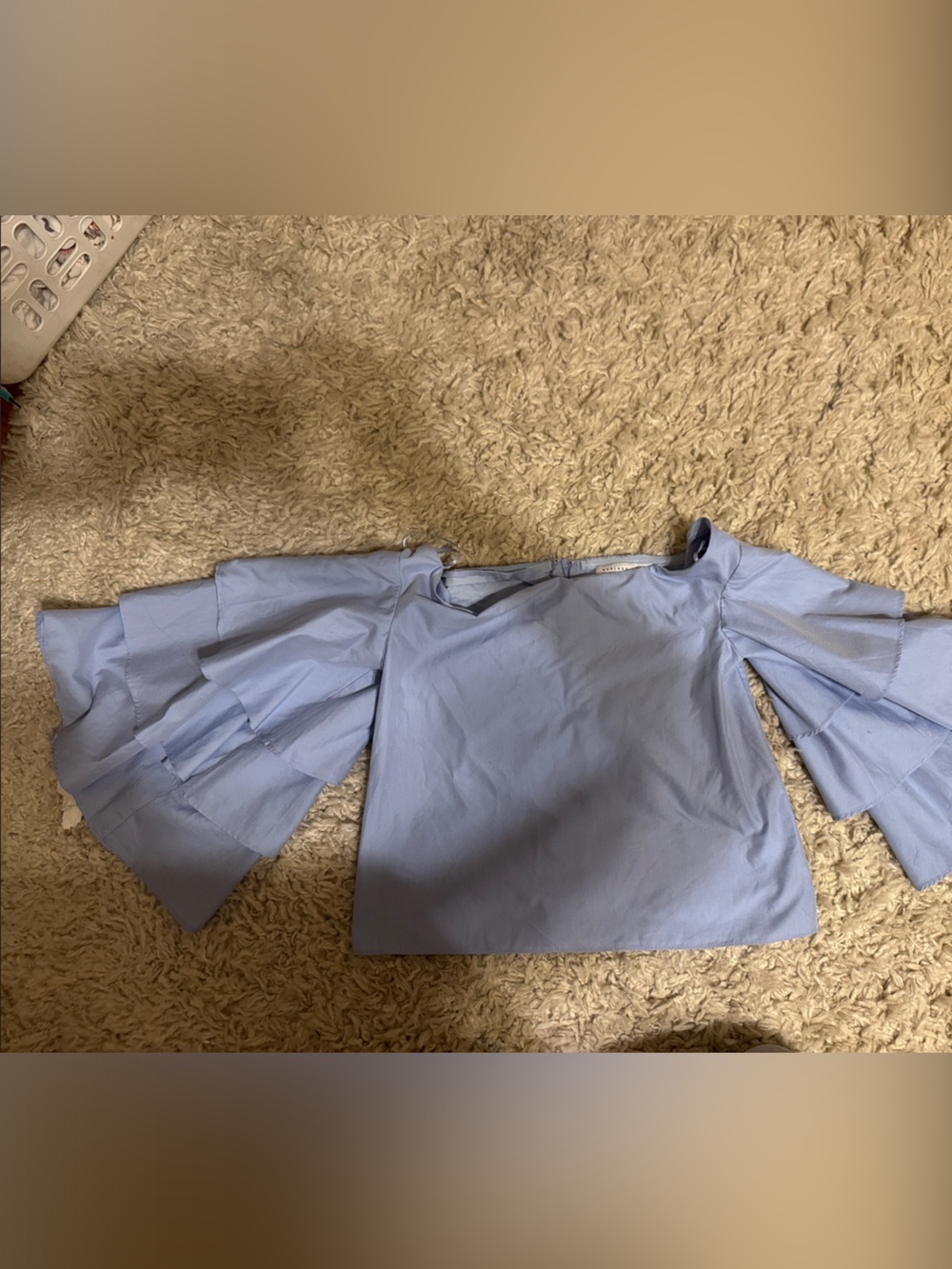Endless Rose Light Blue Ruffle Sleeve Top